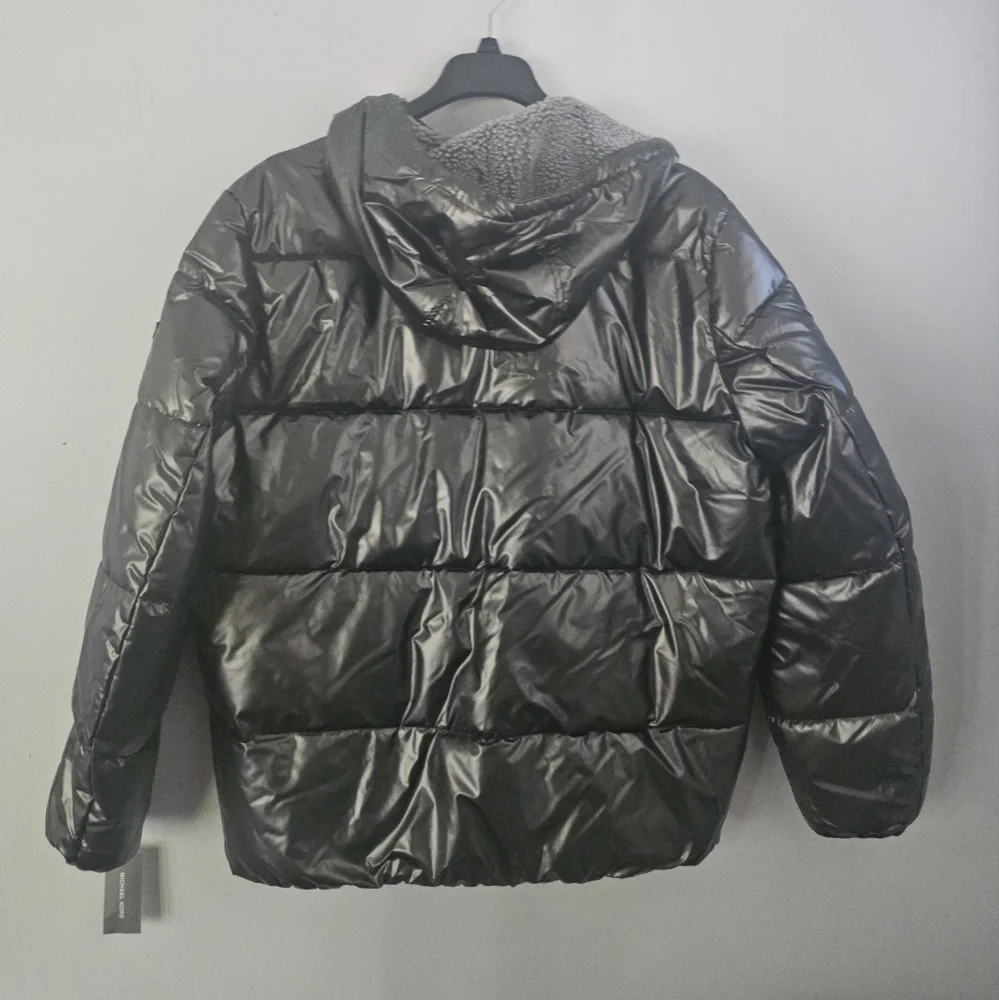 New MICHAEL KORS Size XL Gunmetal Gray Hooded Men's Puffer Jacket MSRP $225